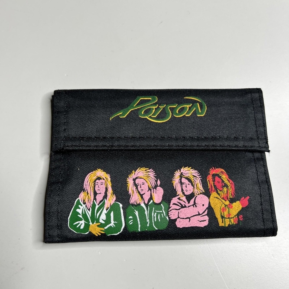 Vintage Poison Open‎ Up And Say Ahh Tri-Fold Wallet Black 80s Rock Band